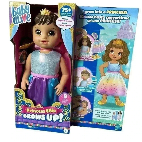 Baby Alive Princess Ellie Grows Up! Growing and Talking Baby Doll - Brown Hair - Picture 2 of 6
